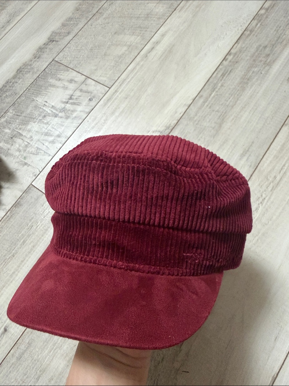 True Religion Corduroy Baker Boy Cap in Burgundy